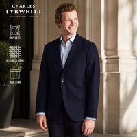 CHARLES TYRWHITT CT查特男士海军蓝修身版商务老钱风休闲西装外套