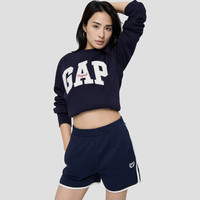 Gap logo印花抓绒圆领卫衣