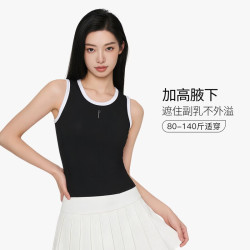 千奈美 女士竖肌理纹背心 显瘦时尚可外穿内搭打底运动跑步内衣
