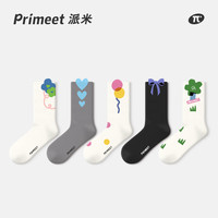 PRIMEET 派米 袜子女士春秋纯棉10A抑菌透气中筒袜春秋配小皮鞋长袜