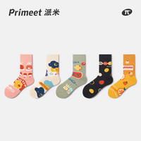 PRIMEET 派米袜子男中筒袜透气日系春秋插画复古潮原创街头韩版女长棉袜