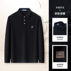 梦特娇 [羊绒羊毛]梦特娇冬季羊绒衫男士翻领羊毛针织打底衫保暖毛衣厚J