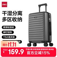 得力 行李箱旅行必备24寸大容量万向轮拉杆箱旅行箱学生密码箱 灰色