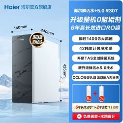 海尔 0阻垢鲜活水+5.0净水器家用直饮厨房净水机R307
