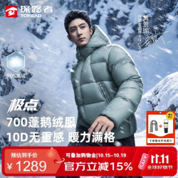 探路者 极点羽绒服男女士鹅绒700蓬户外轻量化面包服外套 青黛蓝 M