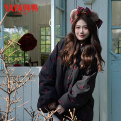 YAYA 明星同款冰淇淋鸭鸭羽绒服女款中长款2026年冬季新款时尚刺绣外套
