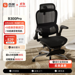 西昊 B300Pro 人体工学椅 气压升降 可调节靠背角度 联动扶手 电竞椅 办公椅 B300Pro黑脚踏 147°后仰 6D扶手