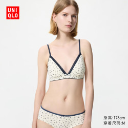 优衣库 棉质无钢圈文胸/三角杯女装489045 01 乳白色 L 推荐E70 C75 D75 E75 B80 C80