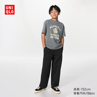 优衣库 童装男童女童高弹力快干运动宽腿裤阔腿裤裤子488163 09 黑色 120
