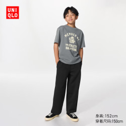 优衣库 童装男童女童高弹力快干运动宽腿裤阔腿裤裤子488163 09 黑色 120