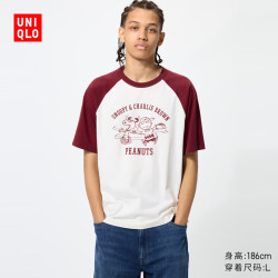 优衣库 PEANUTS UT/短袖T恤男装女装493047 17 枣红色 XL