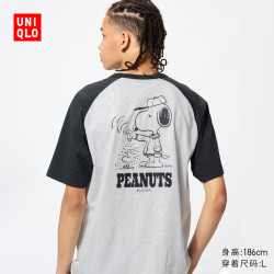 优衣库 PEANUTS UT/短袖T恤男装女装493049 08 深灰色 M