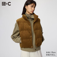 优衣库 灯芯绒棉服背心女装男装合作款487845 35 浅褐色 3XL