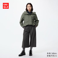 优衣库 打褶裙裤/短款女装休闲裤裤子489428 08 深灰色 2XL