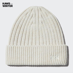 优衣库 男装女装KAWS HEATTECH针织帽子/防寒保暖25秋冬485256 01 乳白色 均码(22.5 cm)