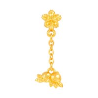 移动端、88VIP：明牌珠宝 花间瑞意古法黄金串珠 足金瑞桃锦鲤转运珠夹子AFE0080