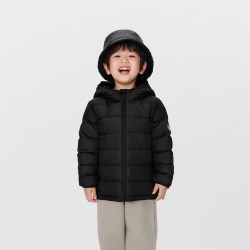 保姆鹅 儿童羽绒服排骨超轻薄外套短款连帽保暖中大童冬装  炭黑 150cm
