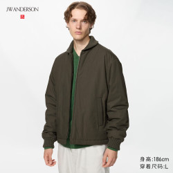 优衣库 罗纹领棉服男装女装合作款486986 37 栗色 M