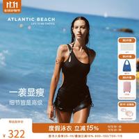 2026新款镂空交叉吊带挂脖连体泳衣女度假泡温泉裙式泳装高级感