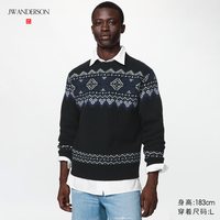 优衣库 柔软绵羊毛费尔岛风圆领针织衫长袖优衣库男女装合作款毛衣486087