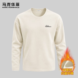马克华菲 男士双面绒长袖打底衫 -浅米#JMK反差字 多色可选