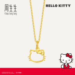周生生 黄金吊坠 Hello Kitty三丽鸥足金小猫头挂坠 82290P定价