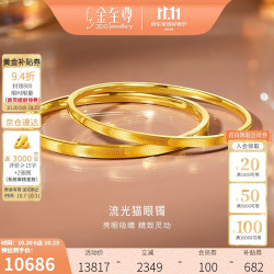 金至尊 黄金手镯流光猫眼足金999镯子水波纹素圈婚嫁生日礼物计价 9.99克