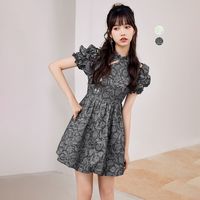米莱达 新中式肌理感连衣裙女2022夏新款气质高级设计感小众蓬蓬裙