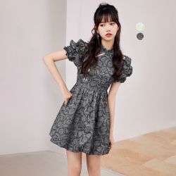 米莱达 新中式肌理感连衣裙女2022夏新款气质高级设计感小众蓬蓬裙