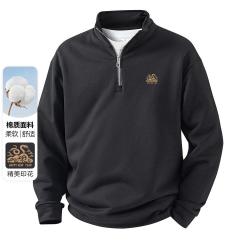 罗蒙 半拉链男士卫衣春秋季商务通勤男式卫衣运动卫衣男t