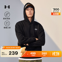安德玛 Rival Fleece男抓绒保暖运动休闲长袖卫衣6013448 深邃黑008 L