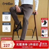 金利来 休闲裤 绒感磨毛 保暖舒适直筒修身商务通勤长裤子 57N1-咖啡色