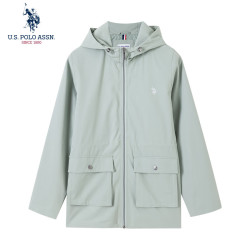 U.S. POLO ASSN. 夹克女秋冬连帽工装外套女士宽松休闲潮流收腰中长款高级感上衣
