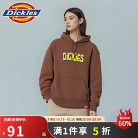 Dickies 5折]美式印花抓绒连帽卫衣秋冬宽松休闲情侣上衣DK0A8868 卡布奇诺棕 M