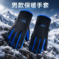 勋阳宇乐 秋冬季保暖触屏滑雪手套 男黑蓝色