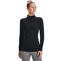 安德玛 女式 运动T恤 Authentics 圆领T恤 圆领 长袖 贴身 Black (001)White X-Large