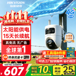 海康威视 太阳能室外监控摄像头 4g终身免流量户外农村无电无网360度无死角高清镜头无线监控器 低温T4