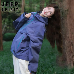 JEEP SPIRIT 吉普冲锋衣男女款外套秋冬季户外硬壳登山服防风夹克 秘境紫 S