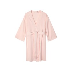 安莉芳 长袖v领甜美冰丝睡袍女秋季薄款中长款休闲家居服EL00589