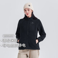 拓路者 抓绒衣女冬季绒摇粒外套冲锋衣内胆户外运动休闲保暖上衣 黑色-胸前口袋 M