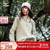 美津浓 半拉链套头衫华夫格男女户外运动休闲卫衣 99/浅苔绿 M (170)