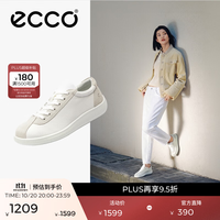 ecco 休闲板鞋女 24年夏季轻盈耐磨牛皮德训板鞋 柔酷零点220253 白色/灰白色22025352292 36
