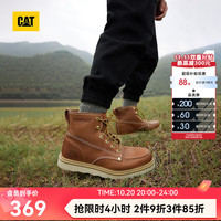 卡特彼勒 卡特男鞋复古单鞋户外时尚休闲潮流百搭高帮工装靴 棕色 40