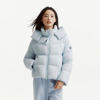 坦博尔 2026冬季新款女时尚短款泡芙羽绒服 休闲脱卸帽女外套 黎明蓝