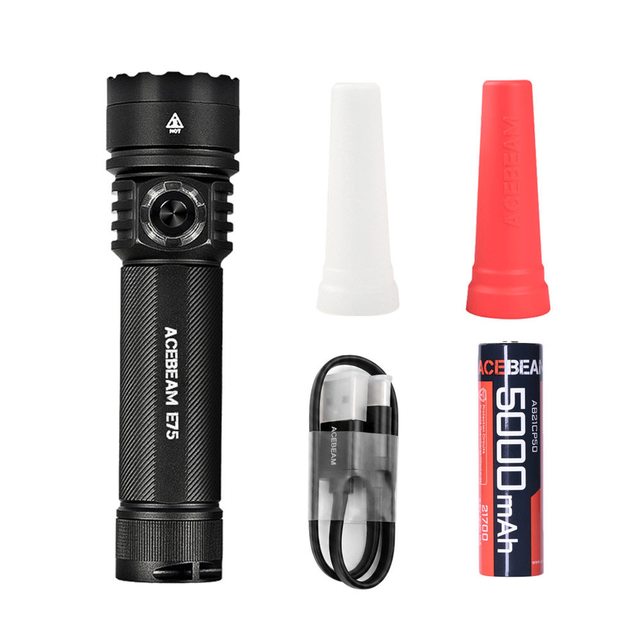 ACEBEAM E75四核心高效率LED强光充电手电筒防水家用露营户外爬山