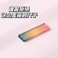 称心如意掌心尺波浪直尺子适用手帐学习用品糖果色透明