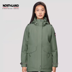 诺诗兰 秋冬三合一冲锋衣女士徒步登山服休闲外套KS082504乌绿色170