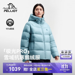 伯希和 户外连帽羽绒服800鹅绒石墨烯保暖外套106408102蓝M