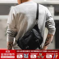 马登 工装 美式复古M1961字母帆布包斜挎包手提单肩机车腰包邮差包男款 黑色 中包