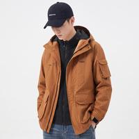 马克华菲 男休闲外套秋冬多口袋工装户外登山连帽防风夹克